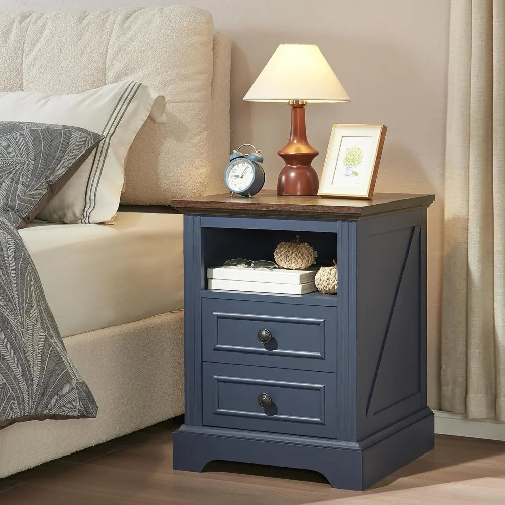 Nightstand Set of 2 with Charging Station