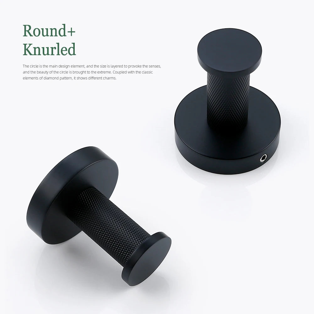 Black Bathroom Accessories Brass Knurled Kit Paper Holder Towel Rack Shelf Single Towel Holder Toilet Brush Holder Hook