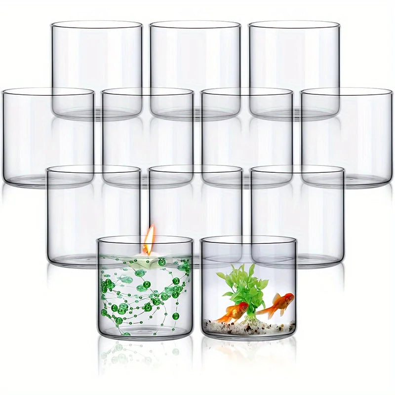 12-Piece Glass Cylinder Vase Set, Clear Vase Tall Floating Candle Holder