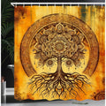 Shower Curtain, Oriental Atmosphere Warm Tone Mandala Ornate Life