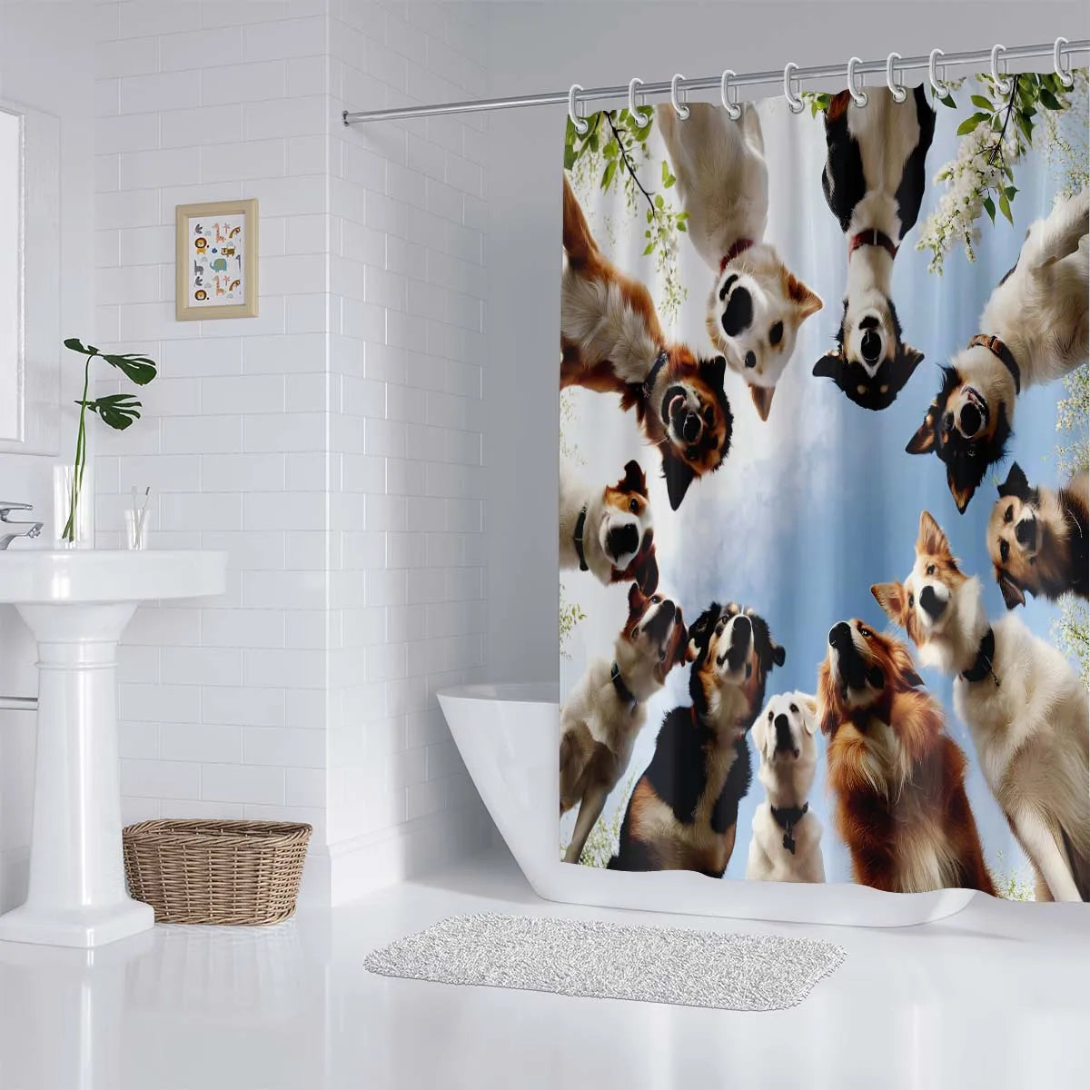 1pc Cute Dog Printed Waterproof Shower Curtain