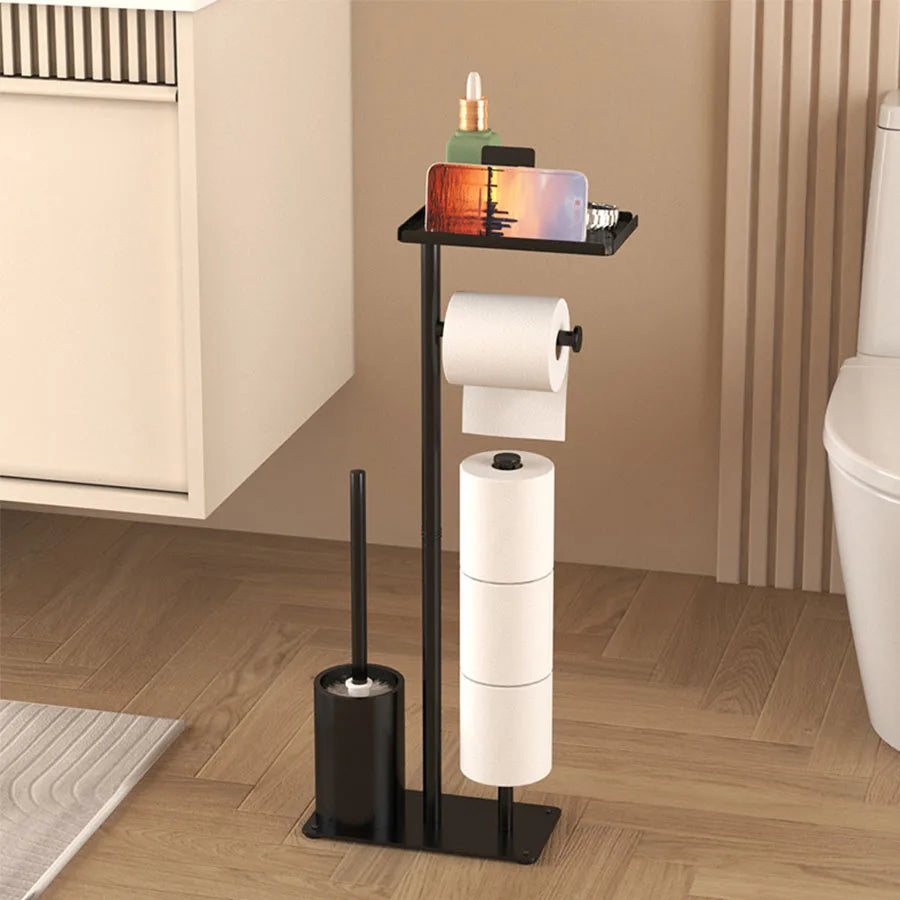 Toilet toilet floor standing paper holder with toilet brush storage