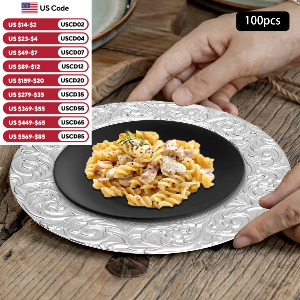 100PCS Charger Plates Set 13 inch Round