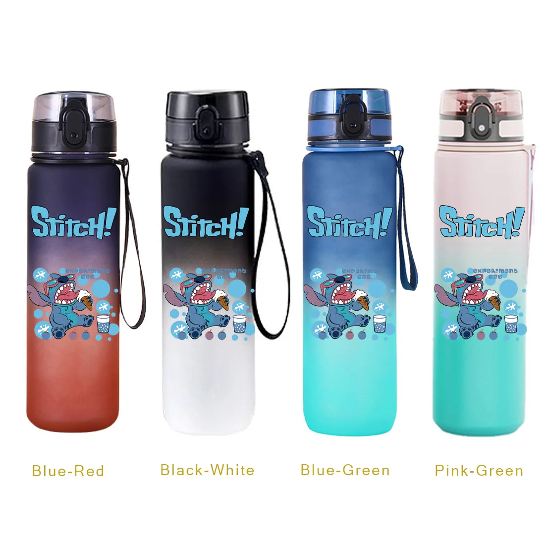 650ML Stitch Sports Flip Cover Water Bottle Leak Proof Colorful Plastic Cup