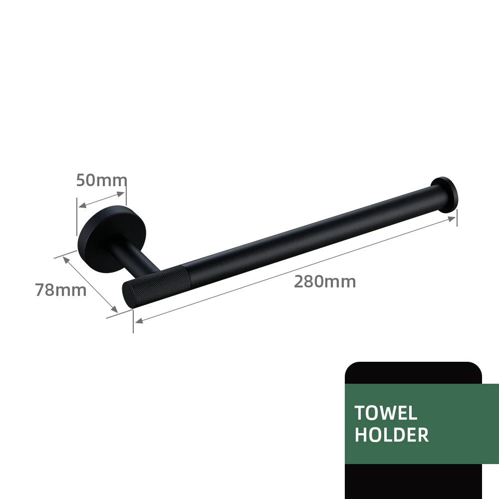 Black Bathroom Accessories Brass Knurled Kit Paper Holder Towel Rack Shelf Single Towel Holder Toilet Brush Holder Hook