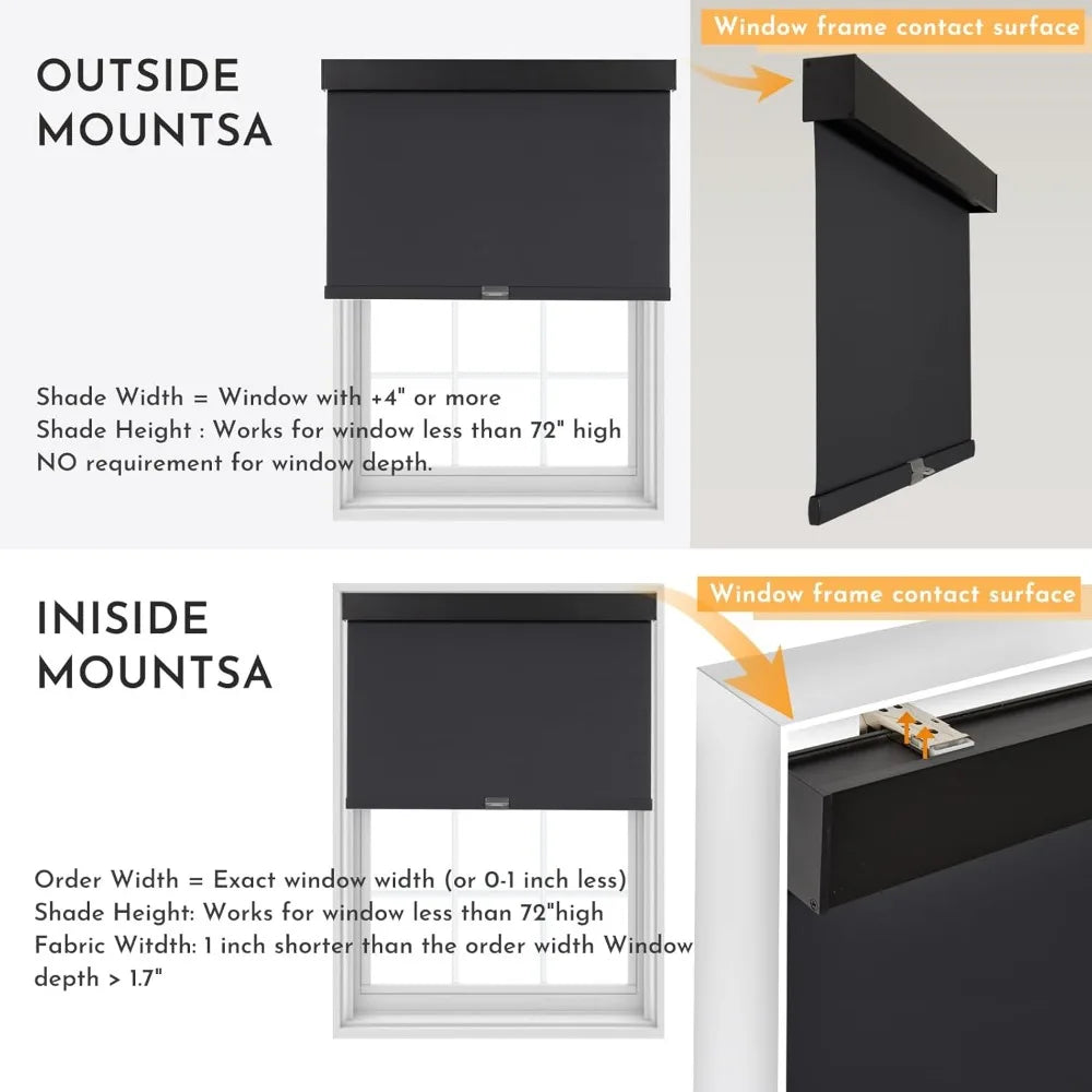 Cordless Insulated Thermal Roller Blinds with Valance for Indoor Windows