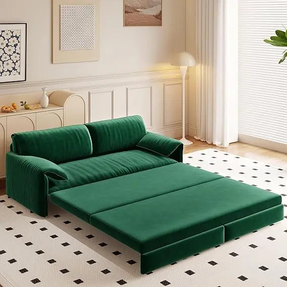 66" Queen Size Sofa Bed, 3 in 1 Convertible Pull Out Sleeper Sofa