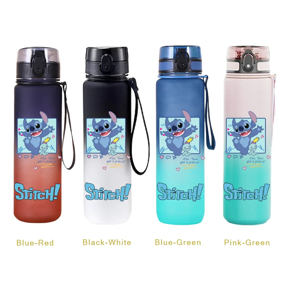 650ML Stitch Sports Flip Cover Water Bottle Leak Proof Colorful Plastic Cup