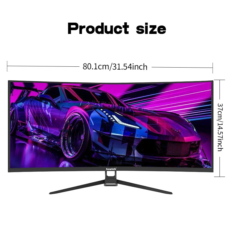 34 Inch Ultrawide Curved Gaming Monitor, 1500R PC Screen 165hz UWQHD 4K, Curved Computer Screen with Free Sync