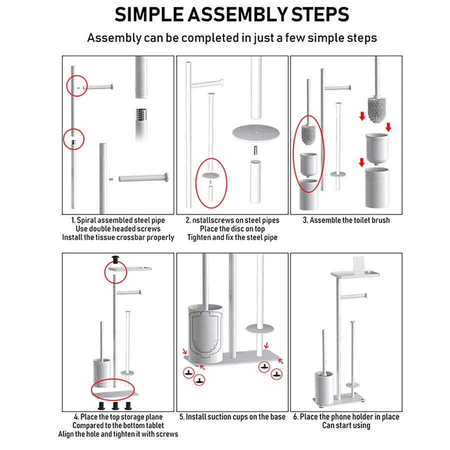 Toilet toilet floor standing paper holder with toilet brush storage