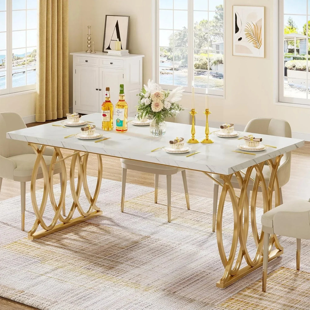 Modern Dining Table, 63" Large Kitchen Table
