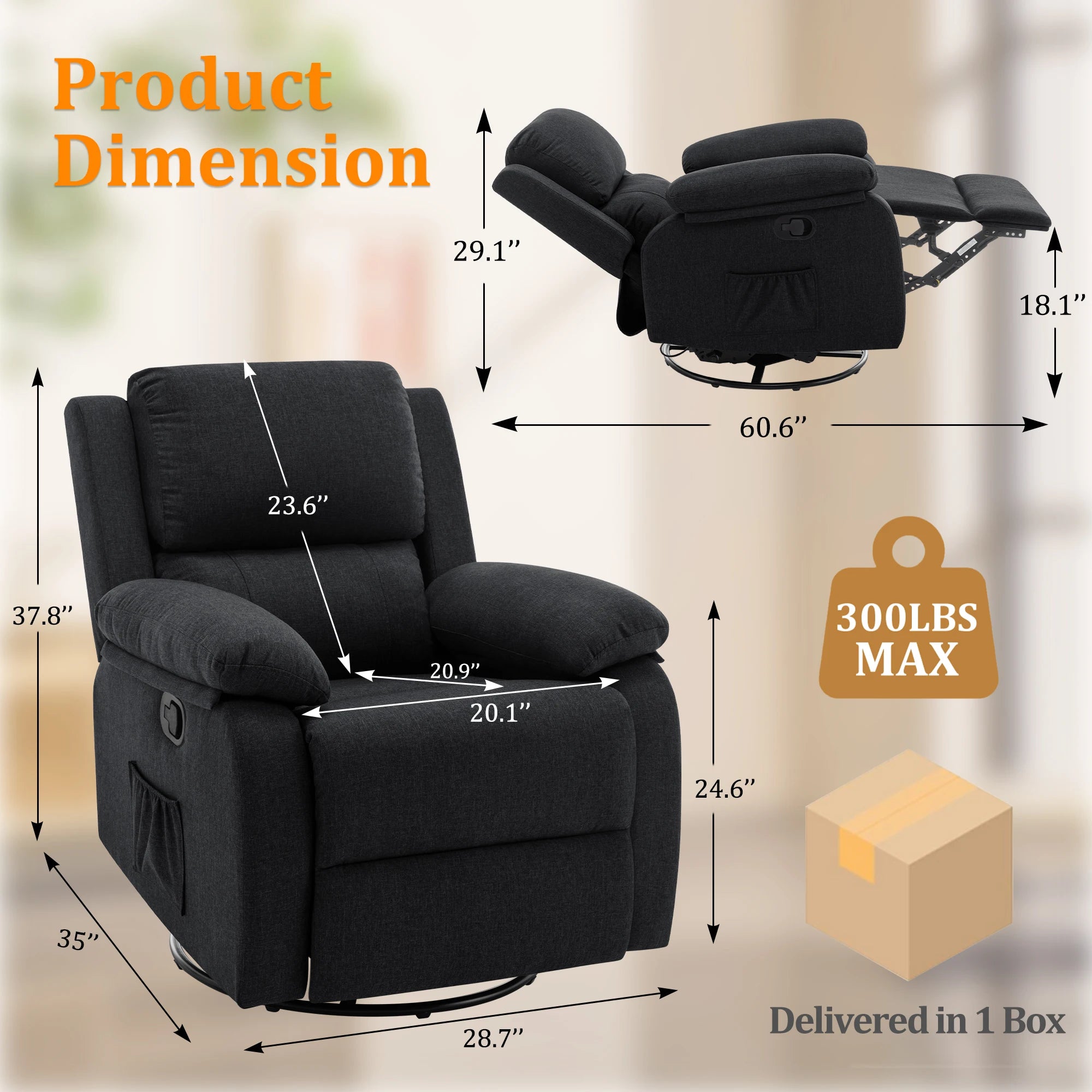 360 Swivel Small Rocker Chair