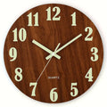 12 Inch Wooden Simple Luminous Wall Clock Silent Non Ticking