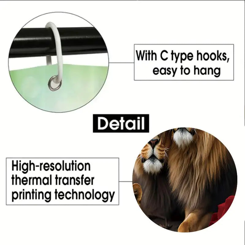 Valentine's Day Flower Animal Lion Rose Bathing Curtain