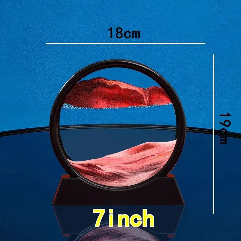 3D Moving Sand Art Picture Round Glass Deep Sea Sandscape