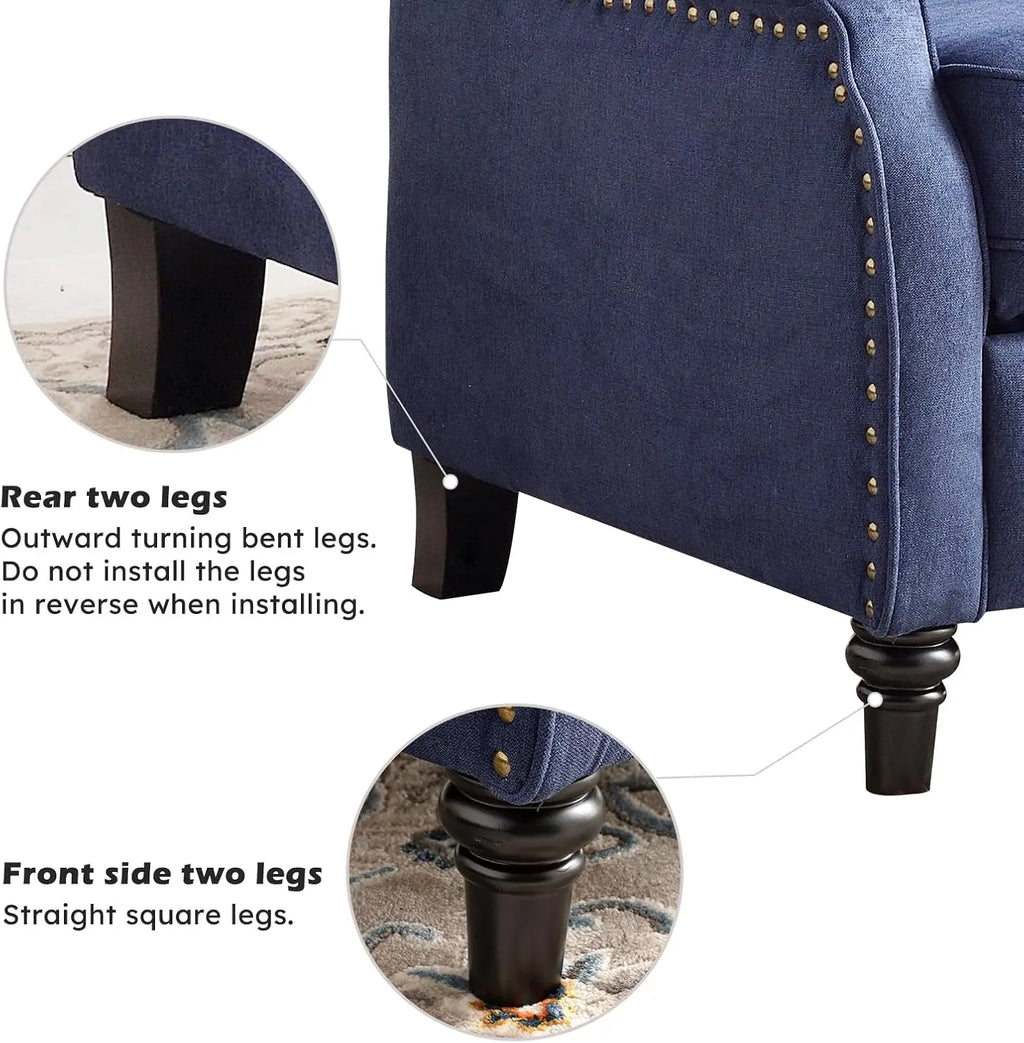 Push Back Recliner Chair Fabric Lounge