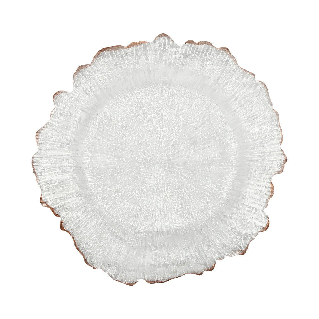 Clear Charger Plates 25 Pieces Rose Gold Flower Shape