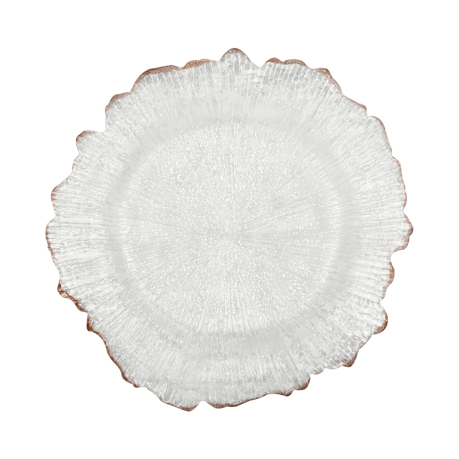 Clear Charger Plates 25 Pieces Rose Gold Flower Shape