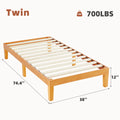 Queen Solid Wood Bed Frame with Sturdy Wood Slat Support No Box Spring Needed