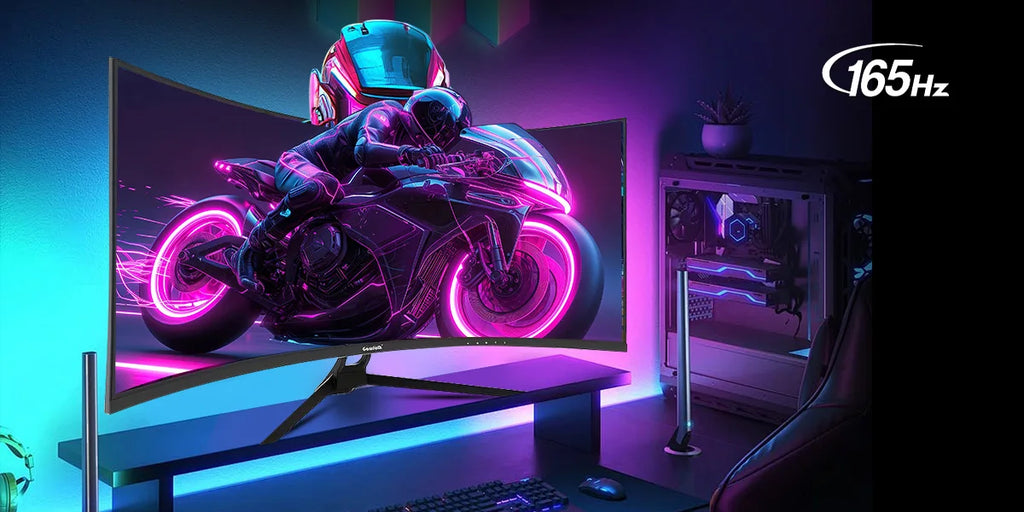 34 Inch Ultrawide Curved Gaming Monitor, 1500R PC Screen 165hz UWQHD 4K, Curved Computer Screen with Free Sync