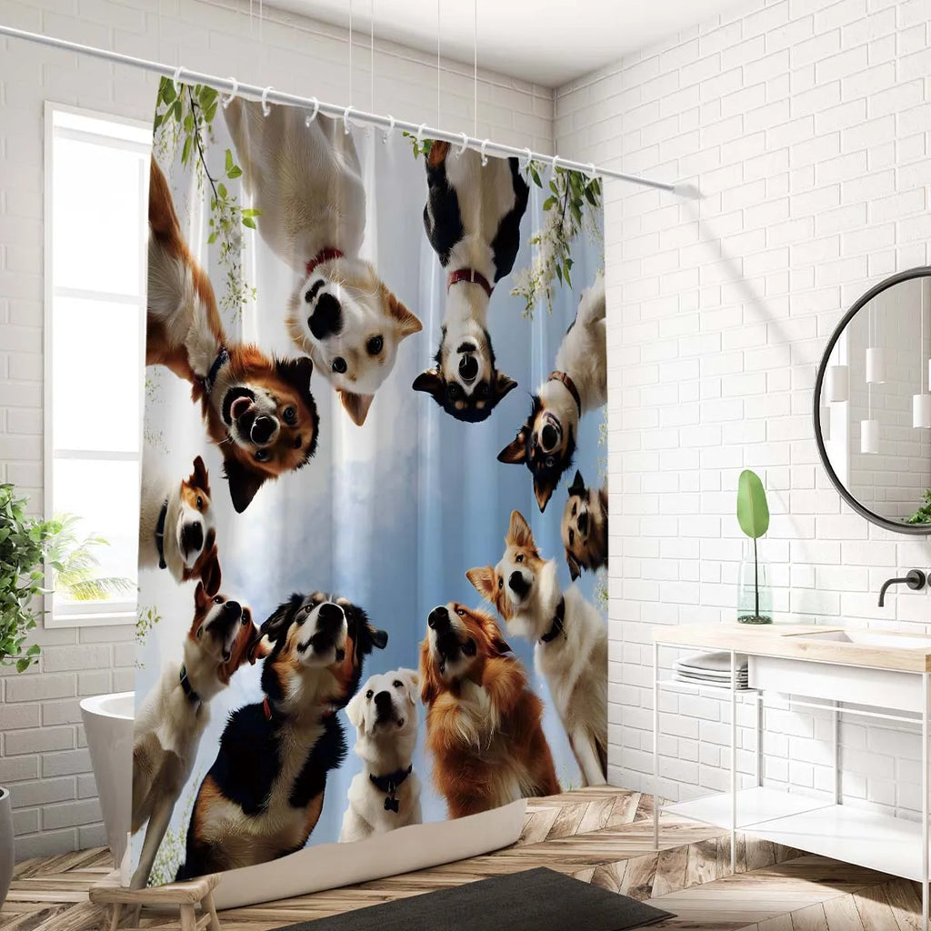 1pc Cute Dog Printed Waterproof Shower Curtain