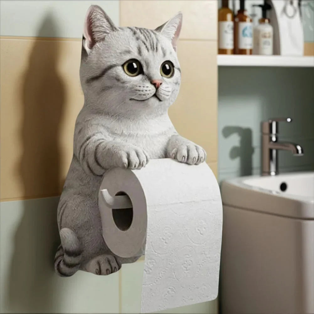 Cat Toilet Paper Holder Wall Mounted