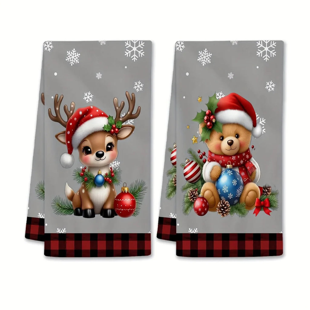 2-Pack Christmas Reindeer & Teddy Bear Towels