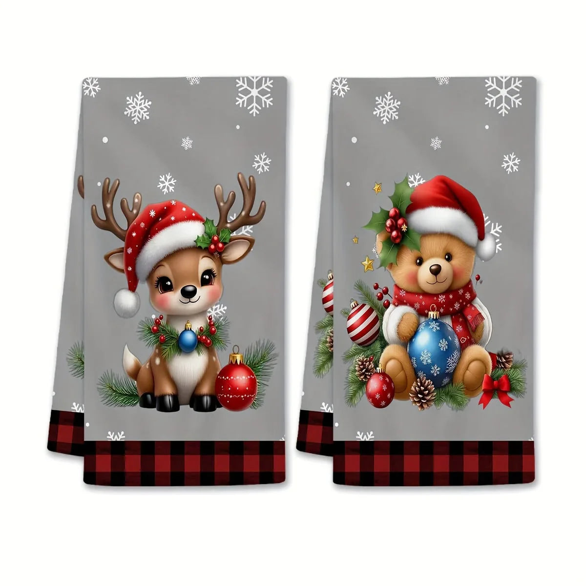 2-Pack Christmas Reindeer & Teddy Bear Towels