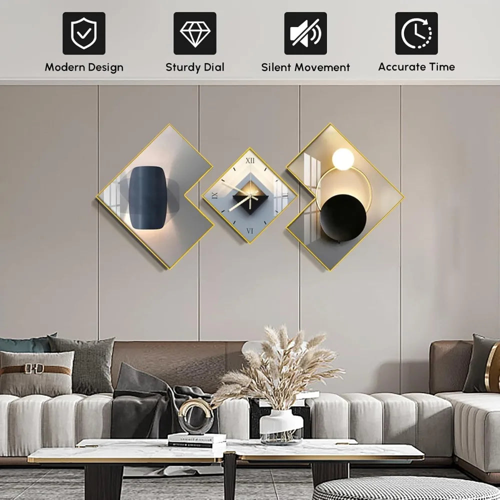 Modern Decorative Clocks Set with Canvas Painting