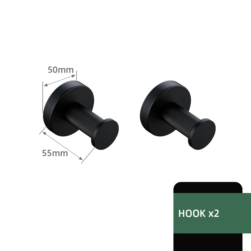 Black Bathroom Accessories Brass Knurled Kit Paper Holder Towel Rack Shelf Single Towel Holder Toilet Brush Holder Hook