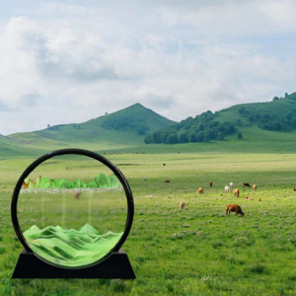 3D Moving Sand Art Picture Round Glass Deep Sea Sandscape