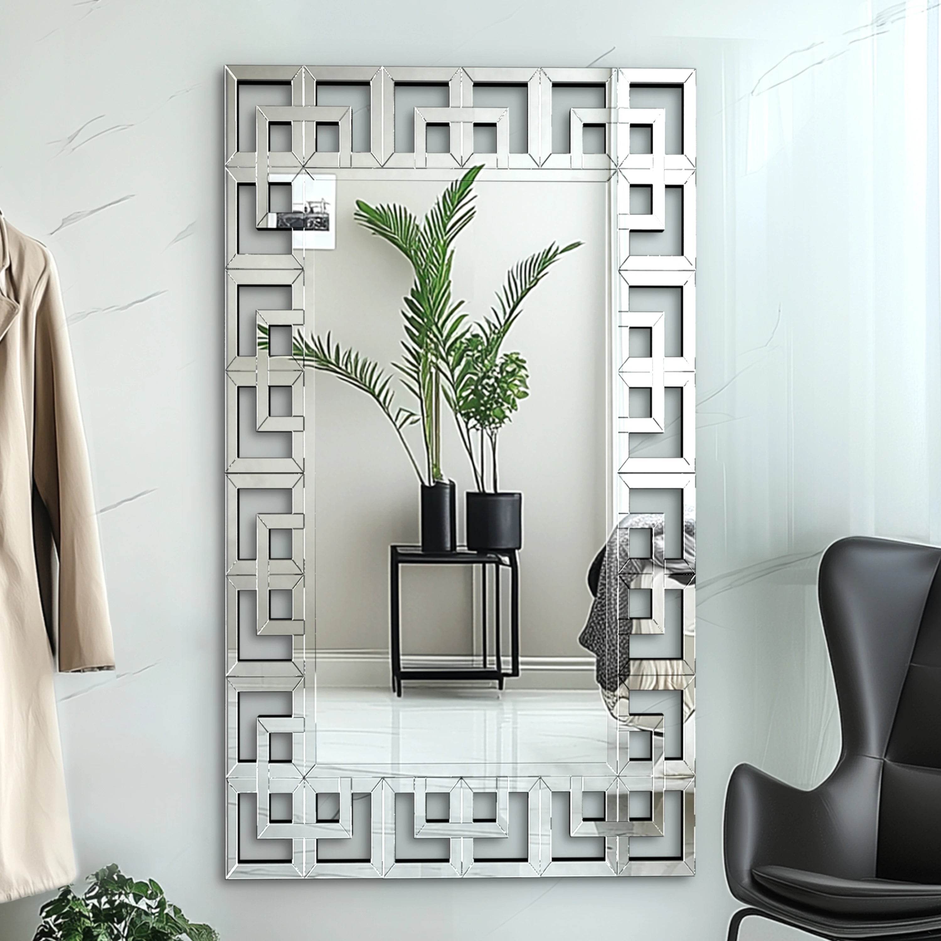 Rectangular Large Wall Mirror Modern Accent