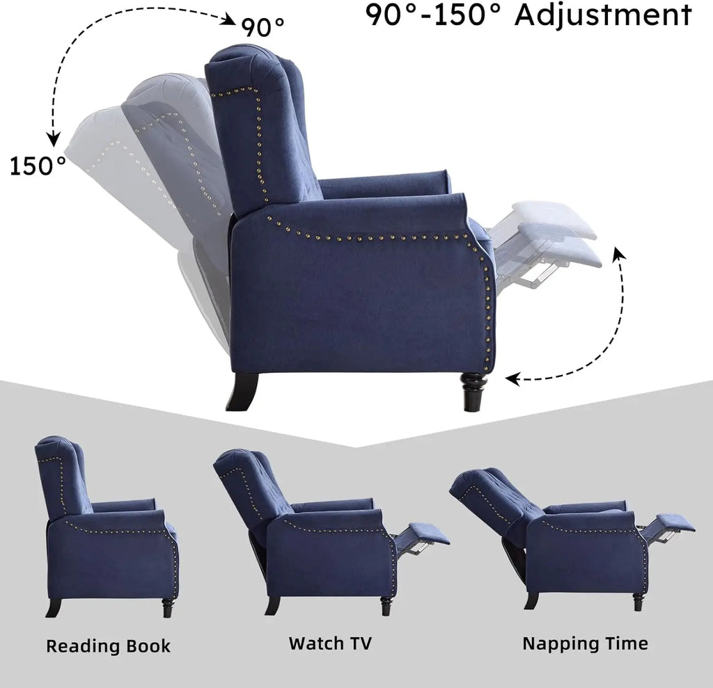 Push Back Recliner Chair Fabric Lounge