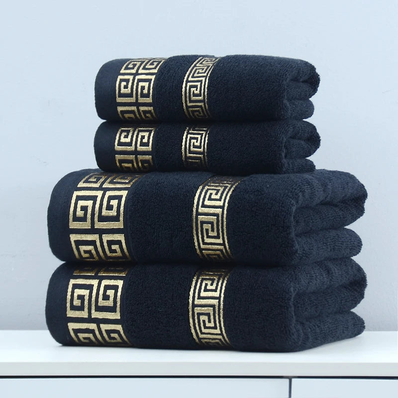 2pcs Black Bath Towels for Adults 100% Cotton