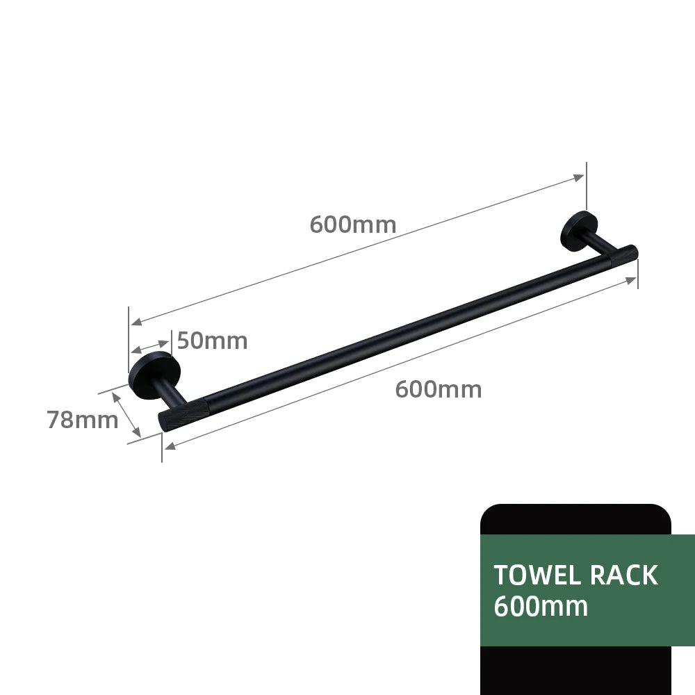 Black Bathroom Accessories Brass Knurled Kit Paper Holder Towel Rack Shelf Single Towel Holder Toilet Brush Holder Hook