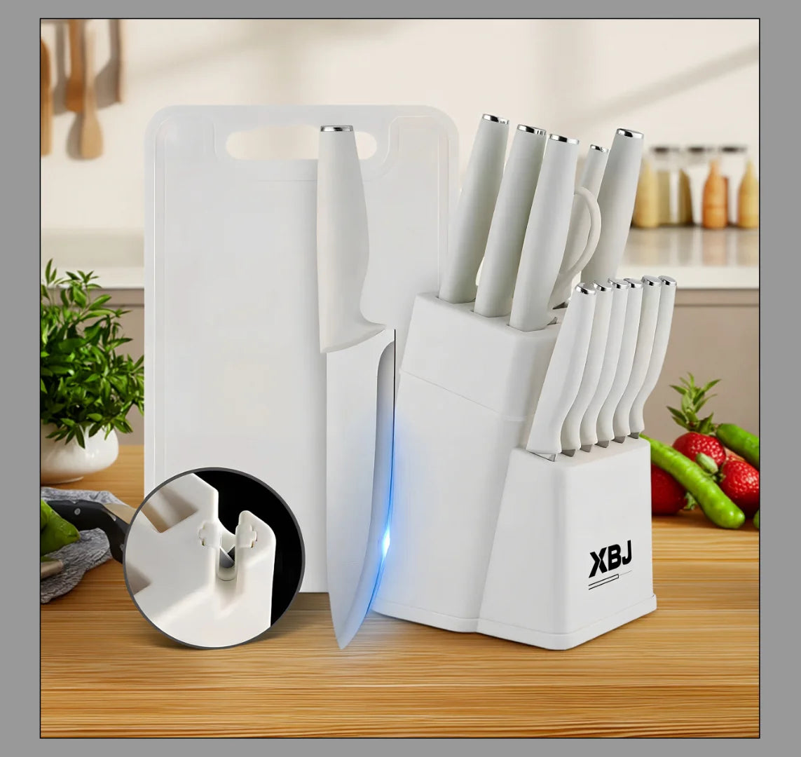 15 pieces kitchen stainless steel knife set,