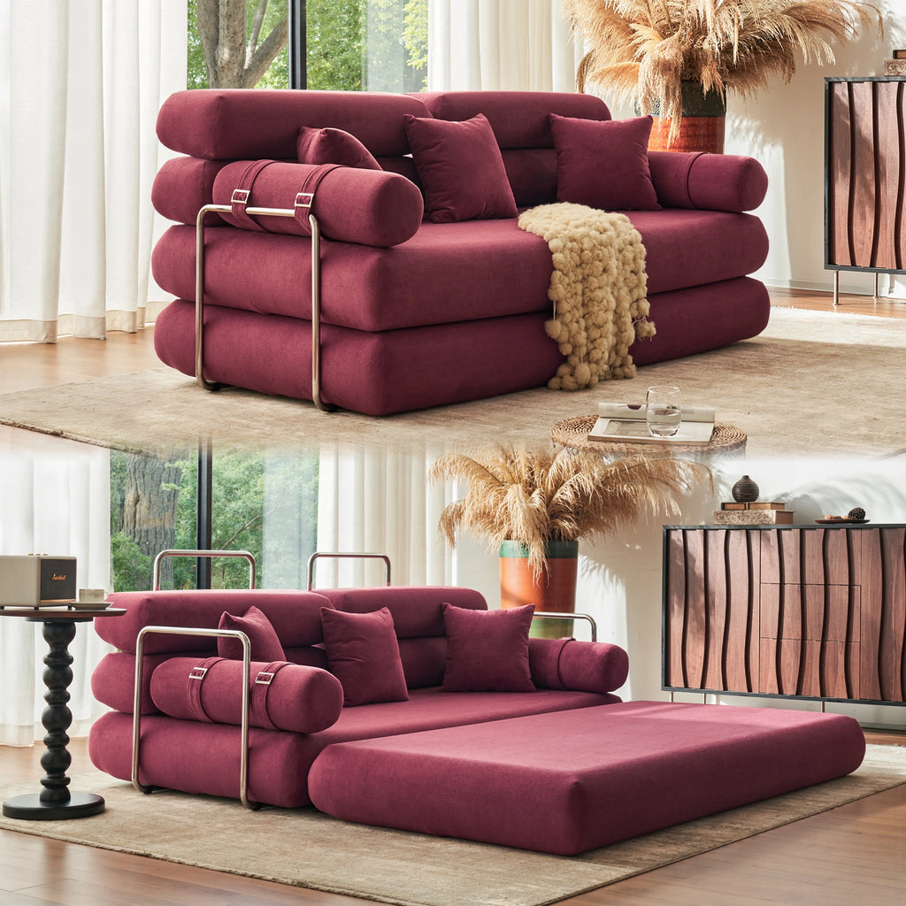 Convertible Sleeper Sofa - 35'' High-Back Floor Couch Bed