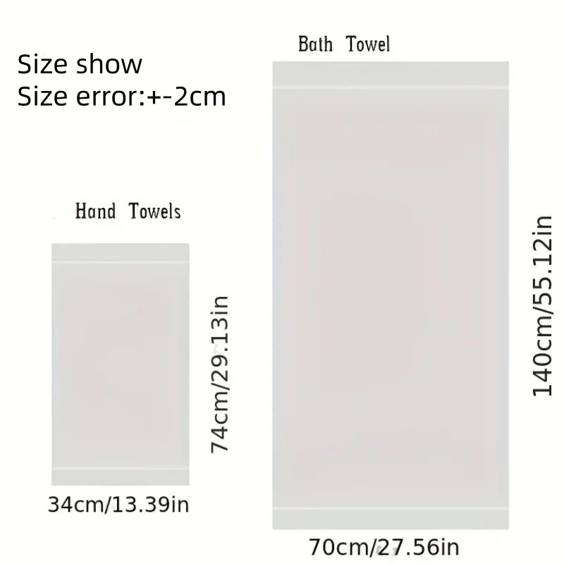 2pcs Black Bath Towels for Adults 100% Cotton