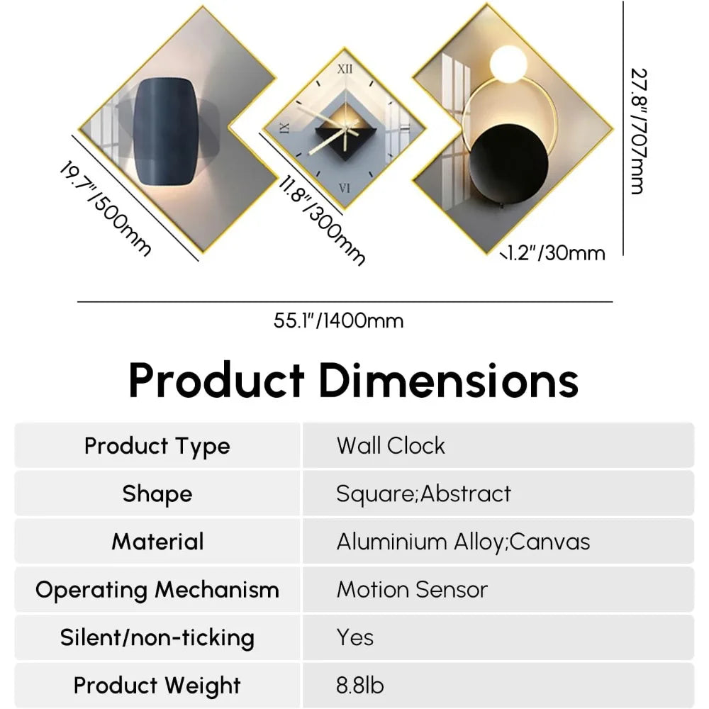 Modern Decorative Clocks Set with Canvas Painting