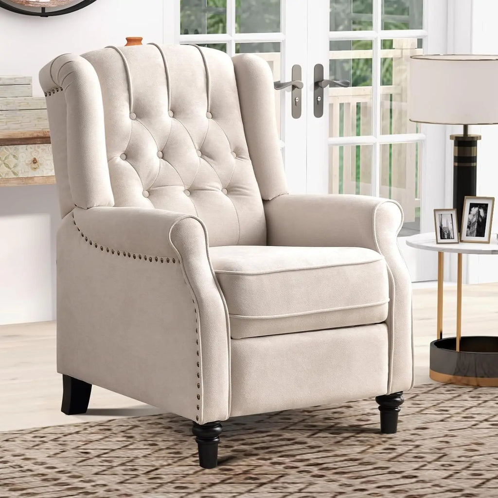 Push Back Recliner Chair Fabric Lounge