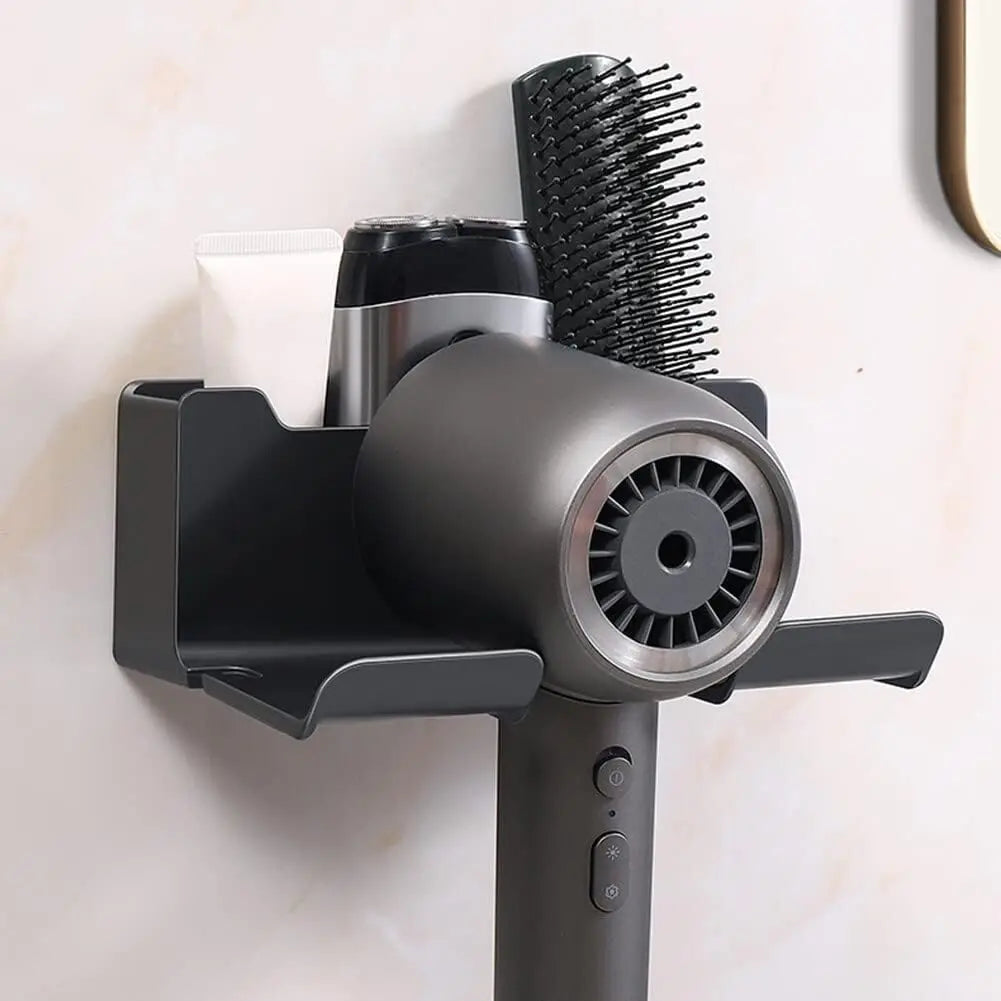 Wall Mounted Hair Dryer Holder Multi-Functional Bathroom Storage Rack,