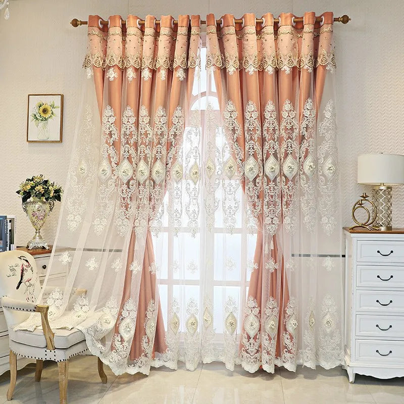 1PC Curtains,Luxury vintage-style embroidered curtains