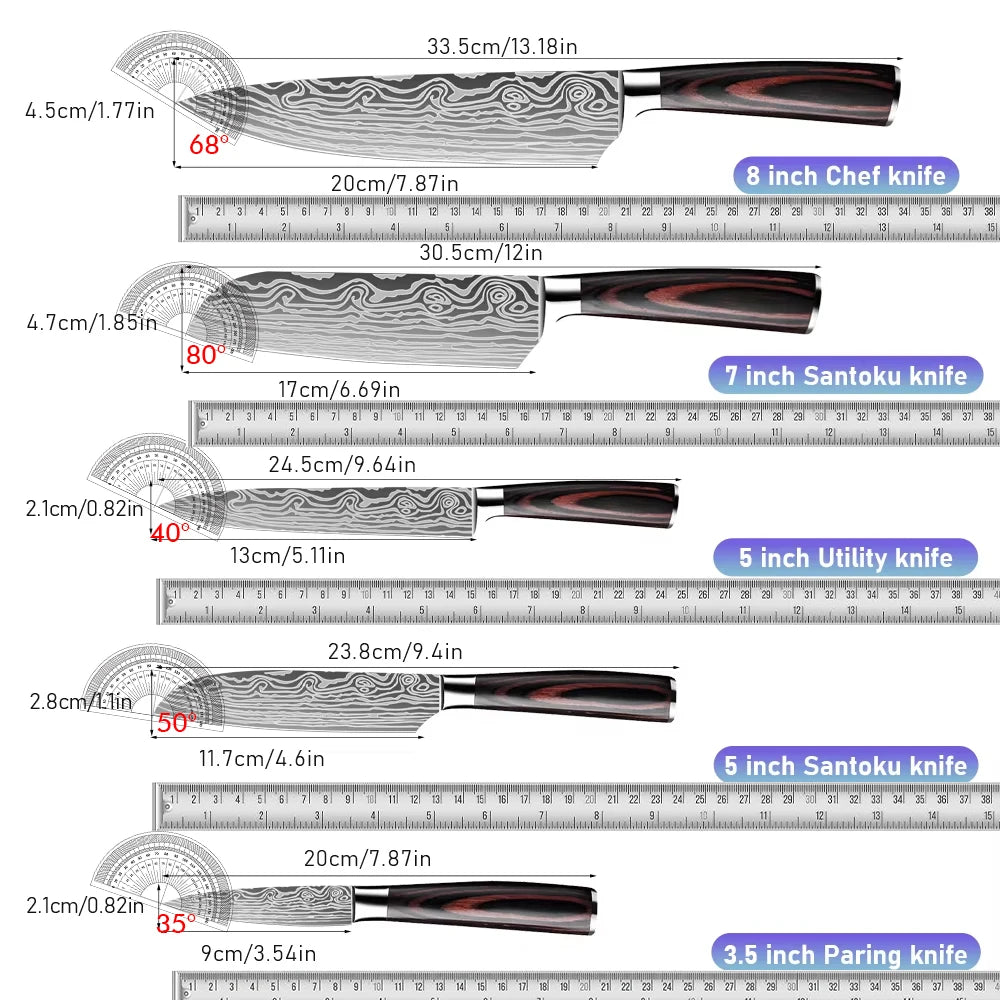 5Pcs Kitchen Chef Knife Set