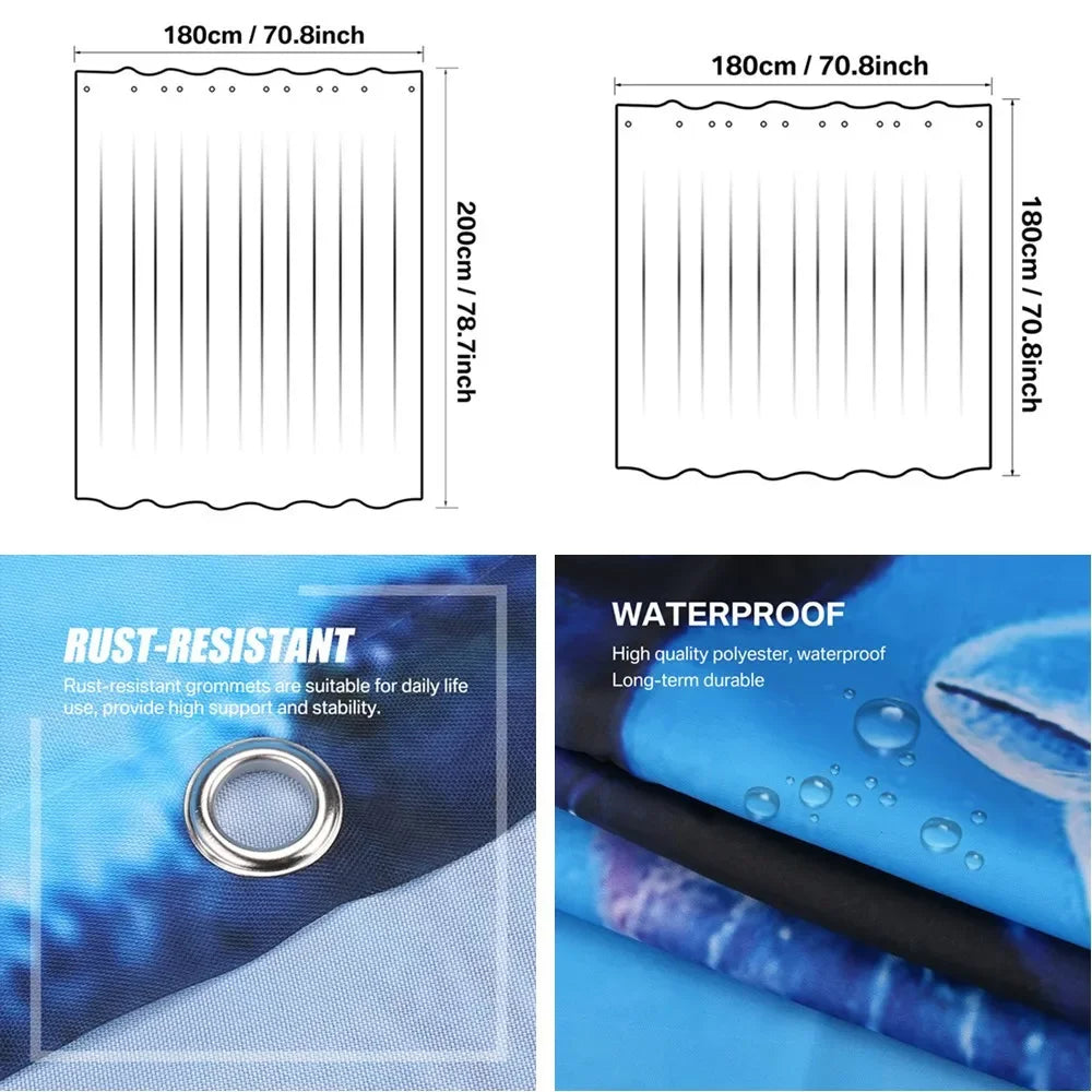 Ocean Underwater World Shower Curtains Set