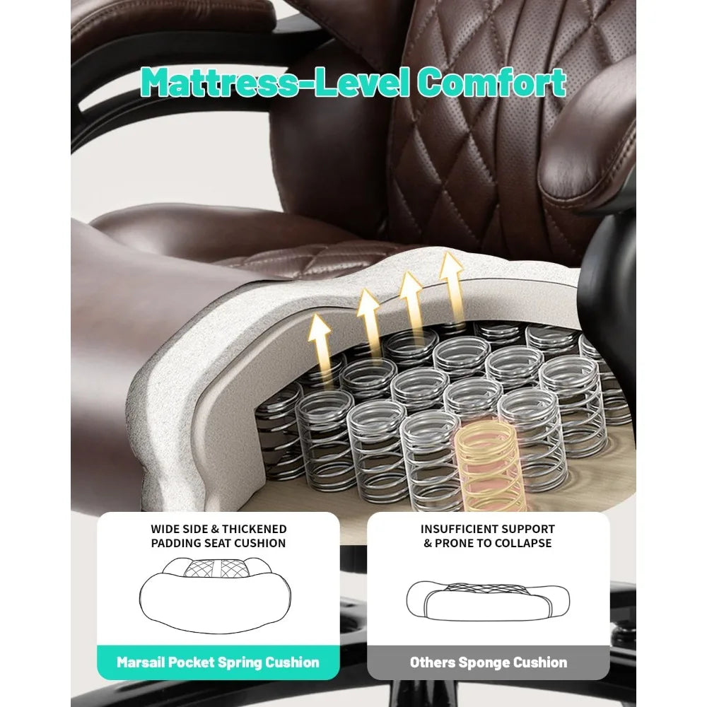 800lbs Capacity Big And Tall Office Chair with Wide Spring Seat