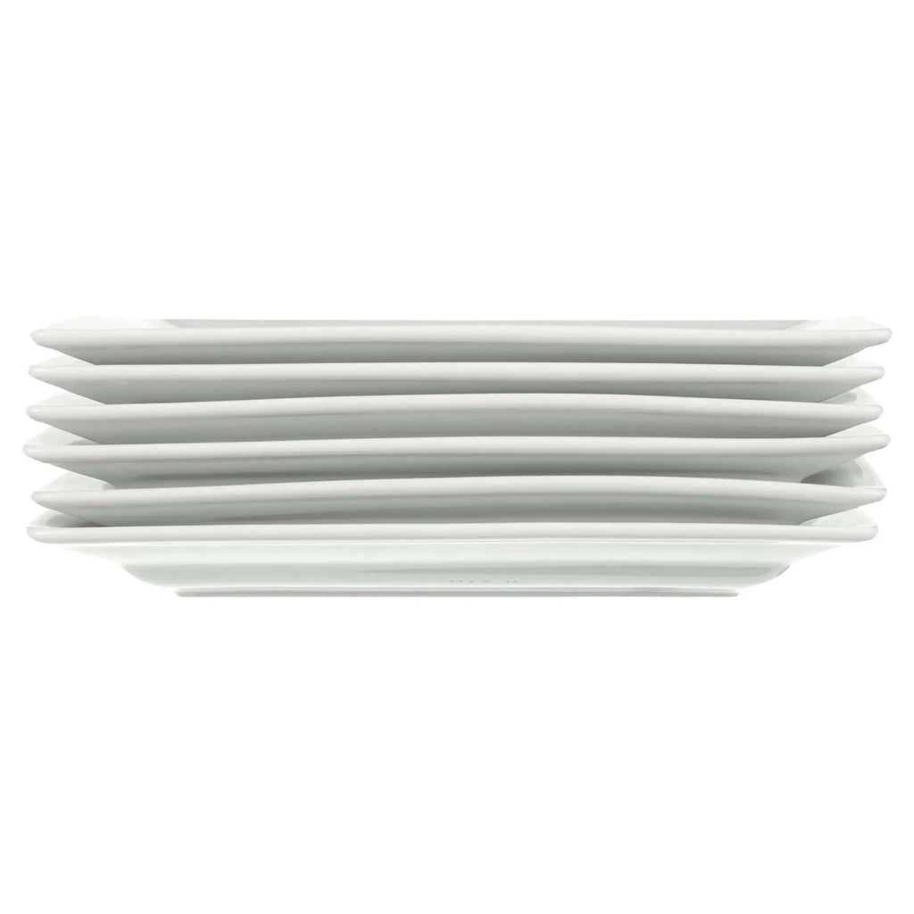 Square Porcelain Dinner Plates, White, Set of 6