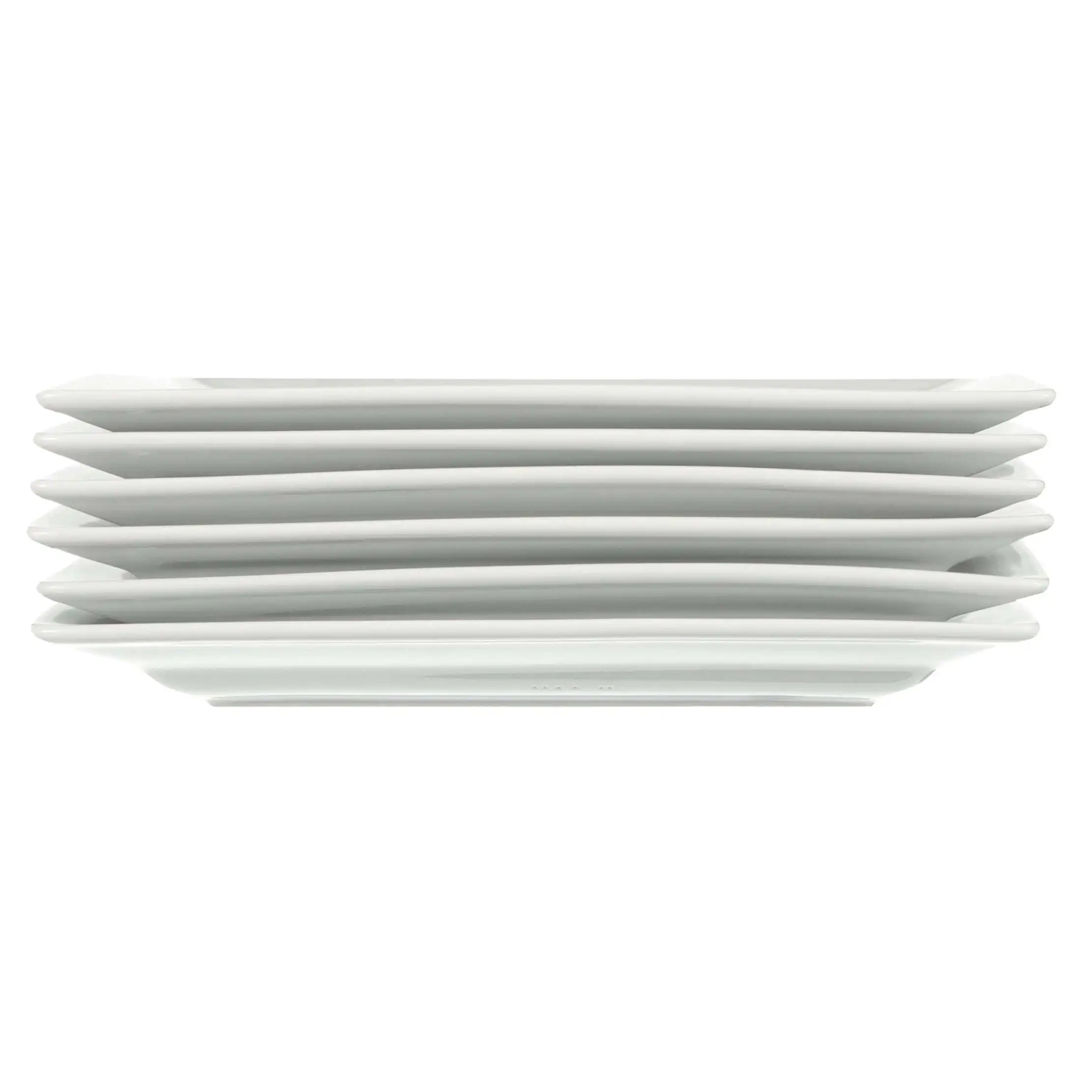 Square Porcelain Dinner Plates, White, Set of 6