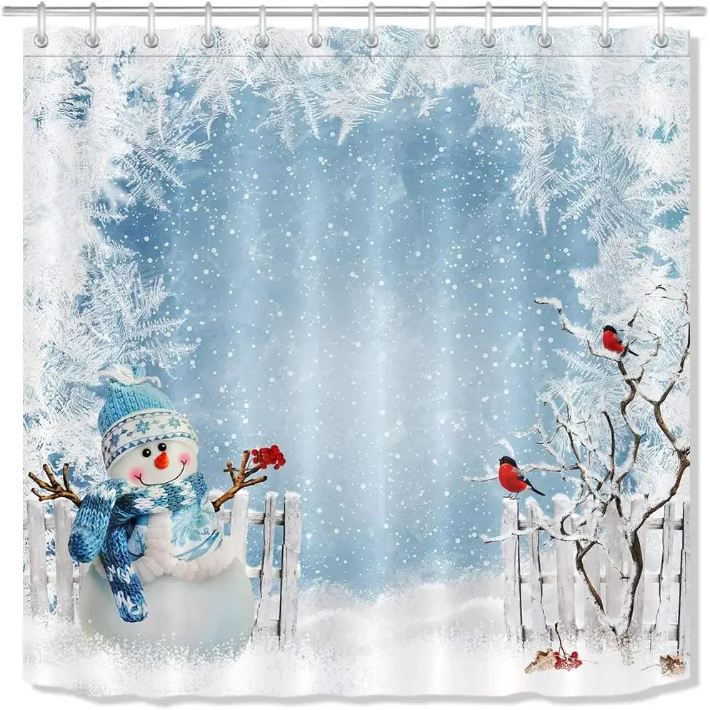 Winter Christmas Snowman Shower Curtains for Kids