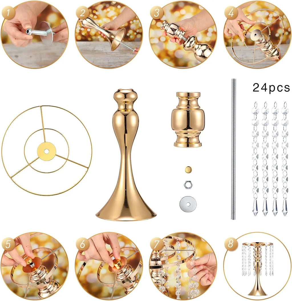 13 Inch Tall Crystal Flower Stand Floral Vases