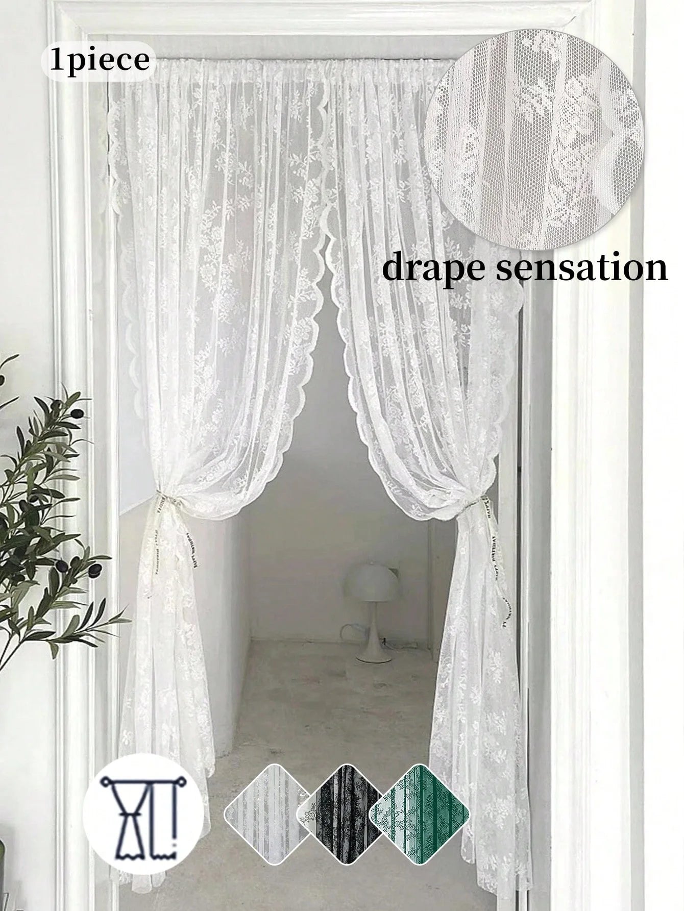 1pc vintage embroidered floral chiffon lace curtain